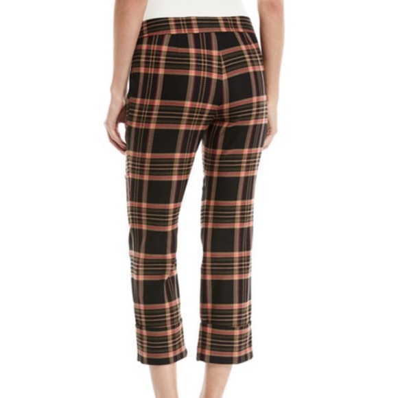 Trina Turk Estevan Black Plaid Checker Cropped Trousers Pants - 2 - Picture 2 of 15